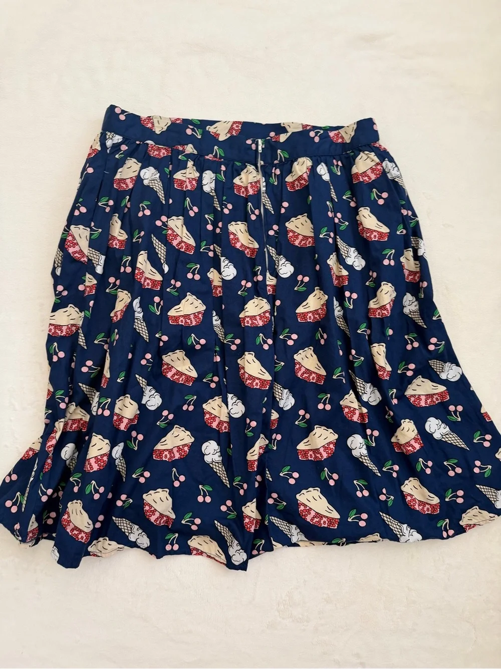 ModCloth Cherry Pie Ice Cream Print Skater Skirt XL Blue Novelty Retro Pinup - Picture 6 of 6